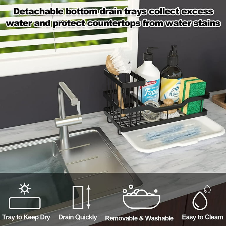 Soon Neat Kitchen Sink Caddy (Sold by Soon Shop ONLY)- Kitchen Sink  Organizer - Quick Draining, Stainless Steel Tray