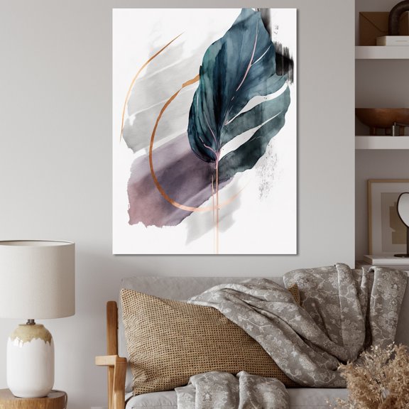 Designart "Green Philodendron Leafy Whispers I" Floral Leaves Wall Decor