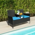 thumbnail image 5 of Devoko Outdoor Patio Loveseat Rattan Patio Conversation Furniture Set with Coffee Table, Blue, 5 of 7