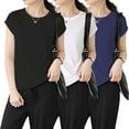 thumbnail image 2 of Yubnlvae 3-Pack Modal Basic Tees - Women's Soft Crew Neck Short Sleeve Shirts (Breathable Everyday Wear | Lightweight Comfort) (E | XXL), 2 of 9