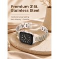 thumbnail image 3 of Wearlizer Slim Stainless Steel Watch Band Compatible with Apple Watch Bands 38/40/41/42/44/45/46/49mm Women Thin Link Bracelet Adjustable Strap for Series 11/10/9/8/7/6/5/4/3/SE/Ultra, 3 of 6