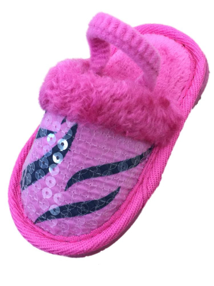 WONDER NATION Girl TODDLER Slippers size 5-6  RABBIT PINK indoor outdoor soles 