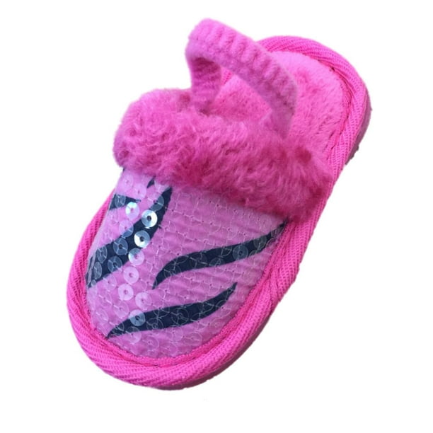 Koala Infant & Toddler Girls Pink Zebra Print Sequin Slippers House