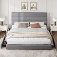 thumbnail image 3 of Amolife King Size Storage Platform Bed Frame with 4 Drawers & Upholstered Velvet Slat Headboard, Grey, 3 of 12