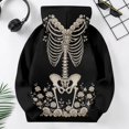 thumbnail image 4 of Abcomgle Halloween Hoodies for Teen Girls Gothic Skeleton Rose Print Sweatshirts with Hooded Cute Long Sleeve Pullover Sweatshirts with Pocket Fall Holiday Shirt for Teen Girls, 4 of 5