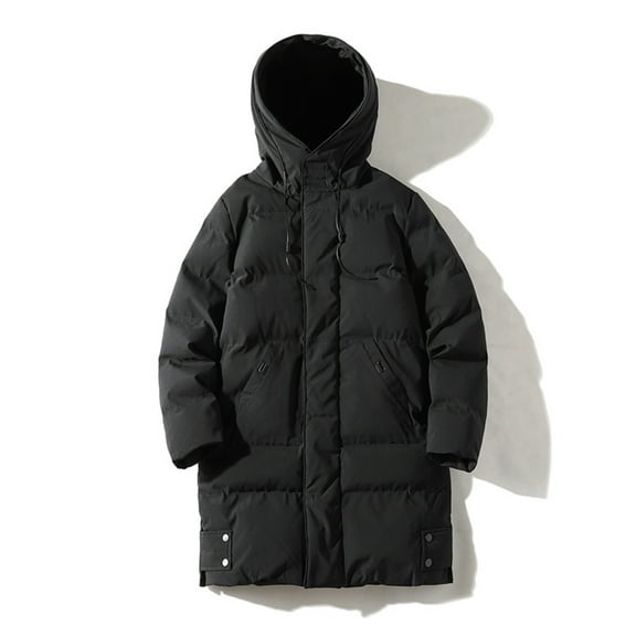 Men’s Plus Size Mid-Length Puffer Jacket, Winter Hooded Cotton Coat, Thick Warm Down Alternative Parka, Loose Fit Insulated Outerwear with Extended Big Sizes up to 8XL for Cold Weather