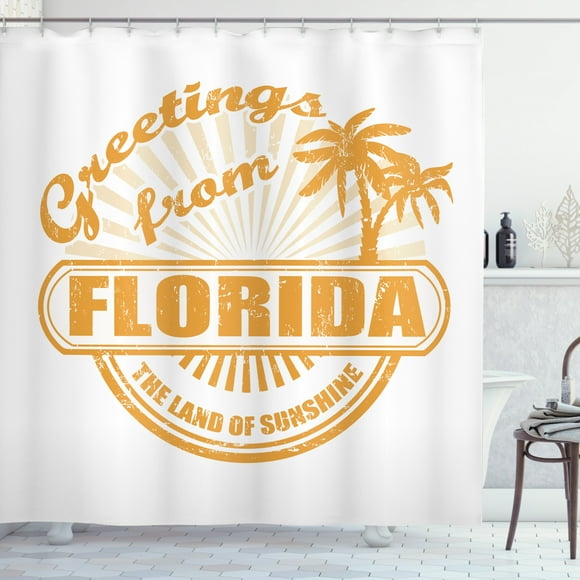 Ambesonne Florida Shower Curtain, Weathered Look Land, 69"Wx75"L, Earth Yellow and White