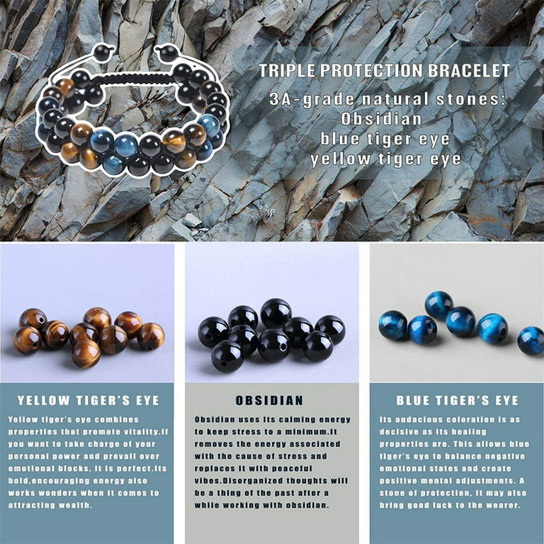 Healing Natural Gemstone Bracelet Rainbow Black Obsidian