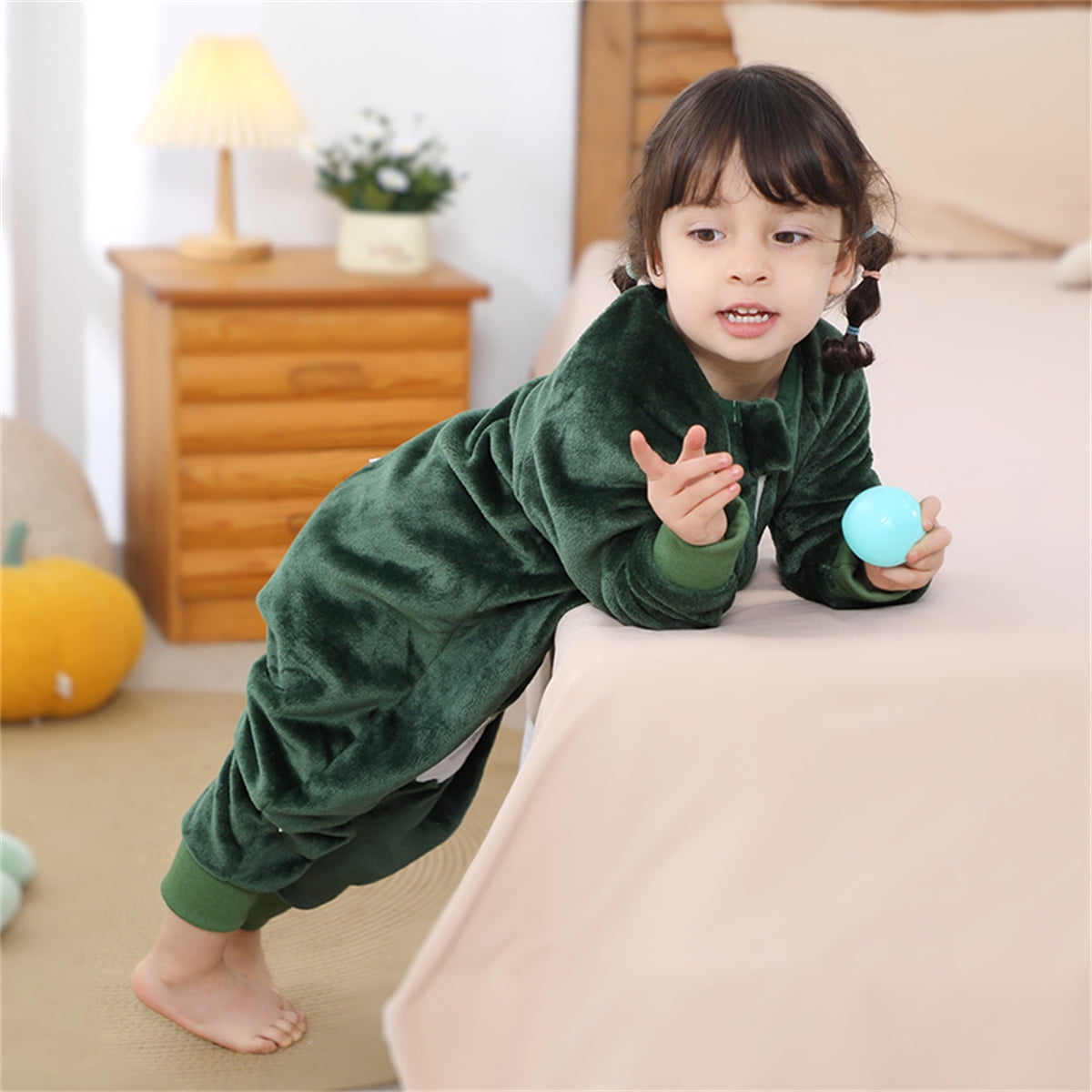 ATAIKU Toddler Sleeping Sack 9M-6T Winter Warm Flannel 2-Way Zipper Baby Sleep Sack with Feet, Infant Animal Dinosaur Wearable Blanket
