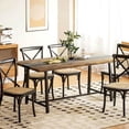 thumbnail image 4 of Spaco 70.9" Long Dining Table with Large Tabletop and Steel Legs, Industrial Kitchen Table for 8 People, Dining Table for Indoor as Kitchen, Bar, Dining Room, Brown, 4 of 7