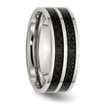 thumbnail image 5 of Auriga Fine Jewelry Stainless Steel 8 mm Double Row Black Carbon Fiber Inlay Band for Women Size 8.5, 5 of 6
