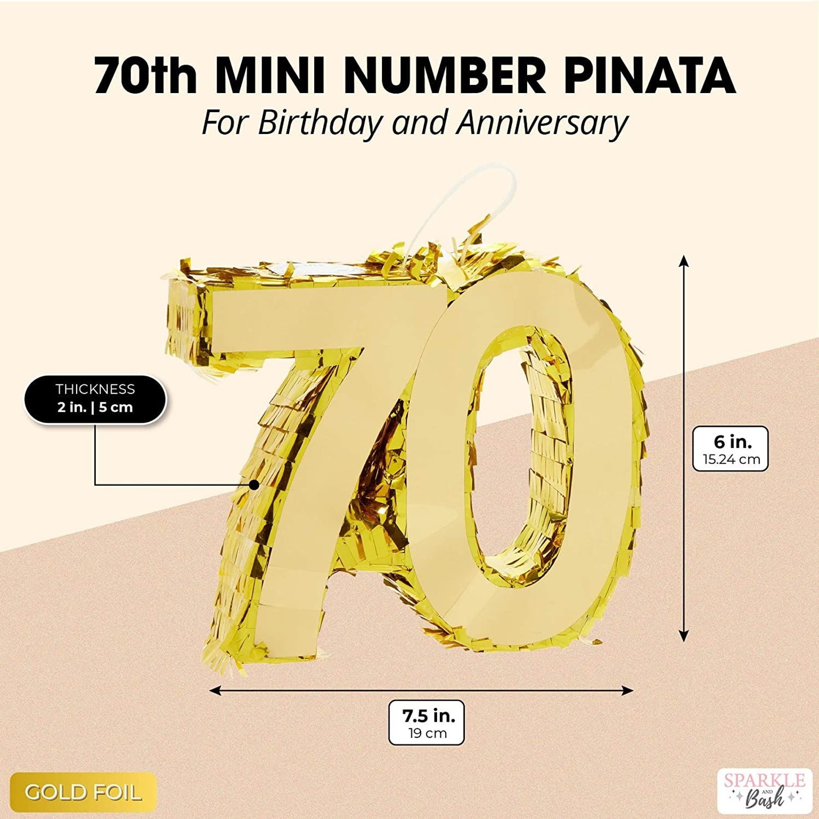 Mini Number 70 Pinata For 70th Birthday Anniversary Party Decorations Gold 7 5 X 6 X 2 In Walmart Com