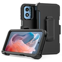 Xhy Moto G Play 2024 Case with Belt Clip Holster Military Grade Heavy Duty Protection 3 in 1 Shockproof Armor Rugged Durable for Motorola G Play 2024 Phone - Black