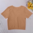 thumbnail image 5 of Mifsaly Yoga Crop Tops for Women Slim Fit Ribbed Short Sleeve Cropped T-Shirt Breathable Soft Stretchy Seamless Athletic Workout Tee Khaki,S, 5 of 6