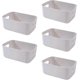 thumbnail image 1 of Plastic Storage Baskets, Pack of 5 Rectangular Baskets Storage Bins with Handles for Kitchen, Cupboard,6.5 x 9.8 x 3.9inch(Grey), 1 of 5