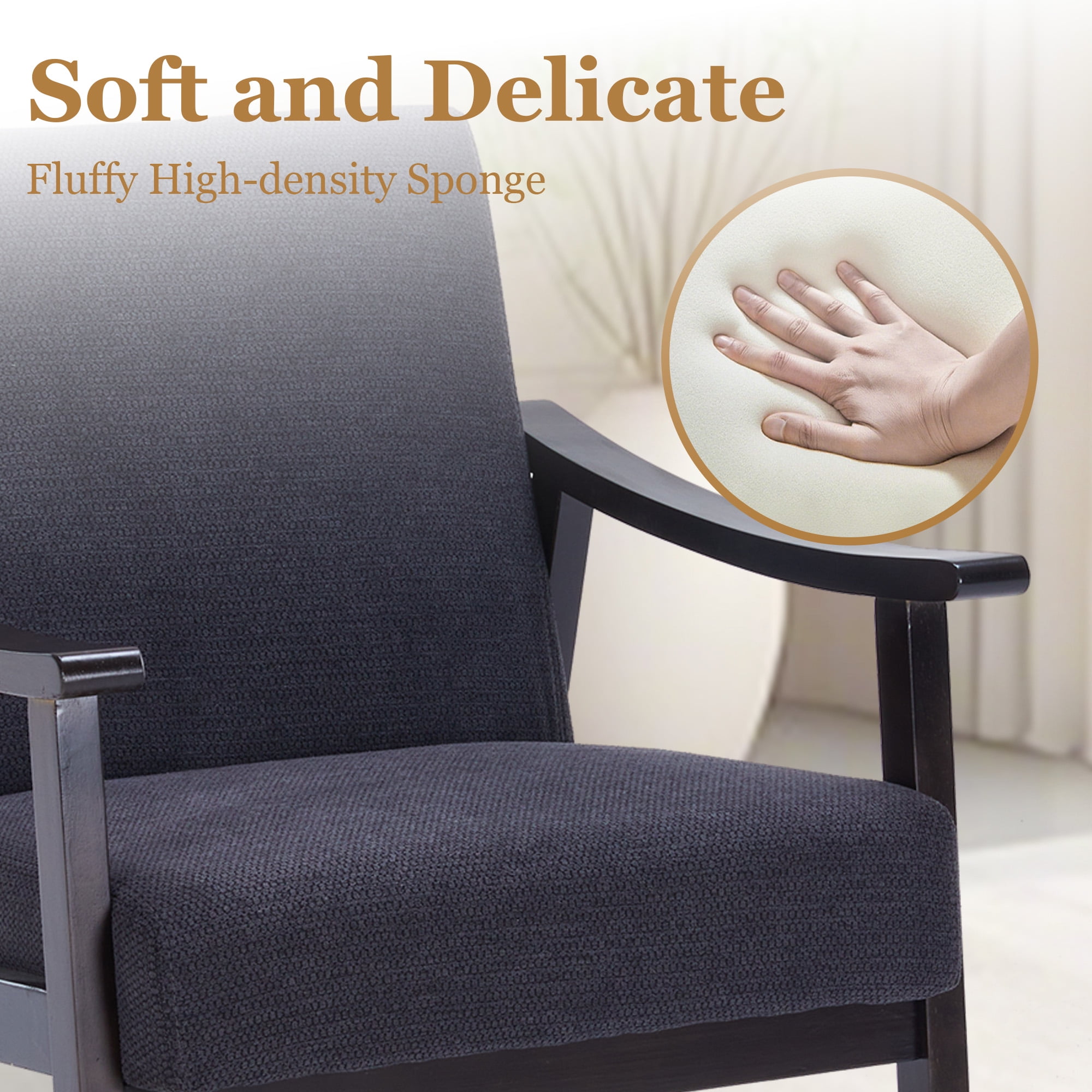 MOONMISS Accent Chair, Upholstered Comfy Single Sofa with Wood Feet, Mid Century Armchair for Bedroom, Living Room, Modern Comfy Reading Chair,Gray