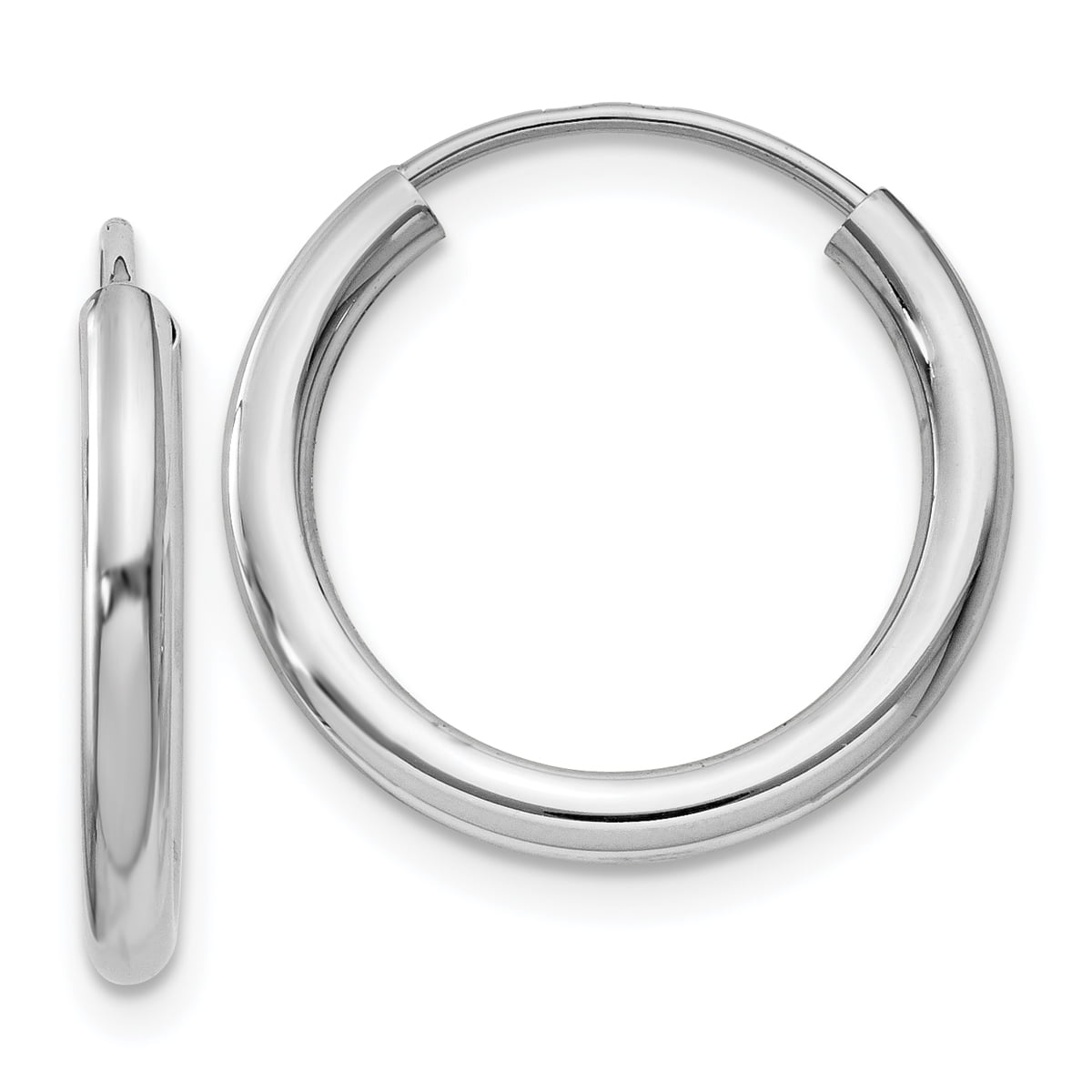 Jewels By Lux 14k White Gold Polished Endless 2mm Hoop Earrings 