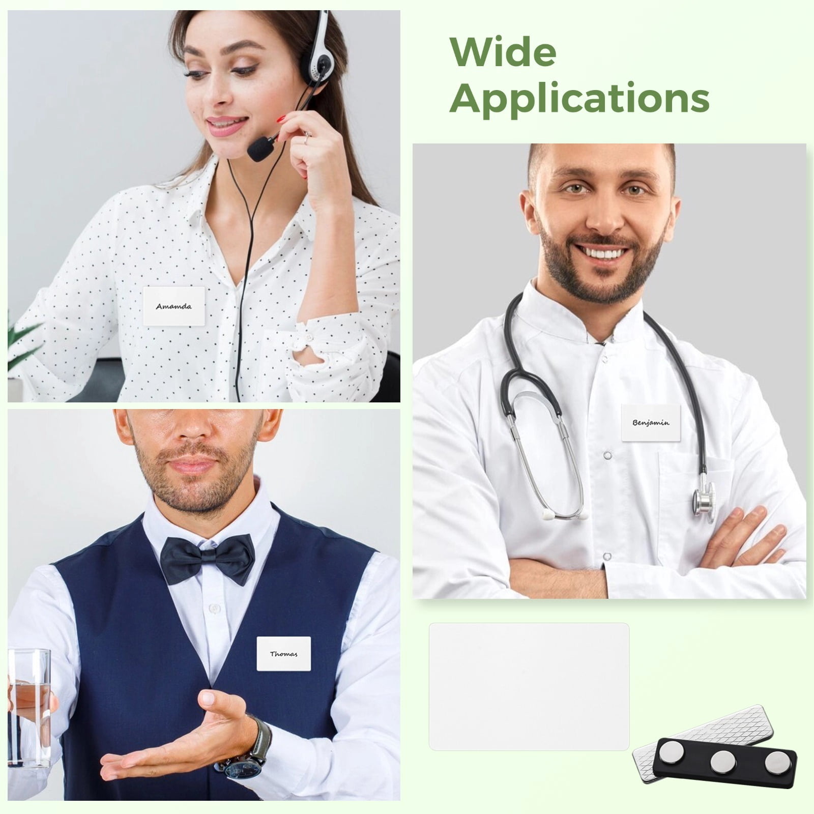 Magnetic Fasteners & Hot-Sublimation 50-Pack Blank Metal Name Tags, Printable Name Badges for Shirts, Jackets