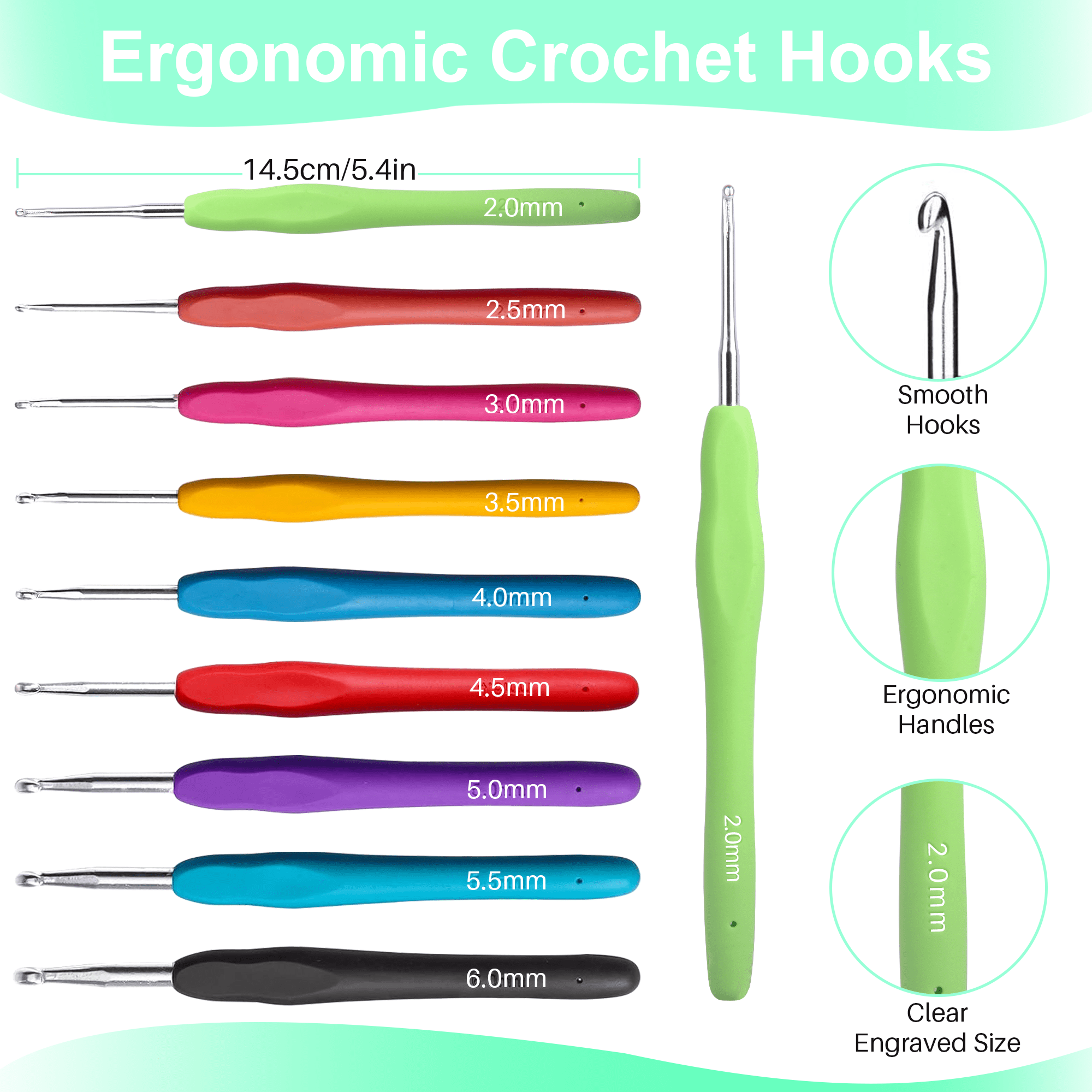 BCOOSS 113PCS Crochet Kit for Beginners Adults Crochet Hook Set with Crochet Yarn，Needles, Accessories