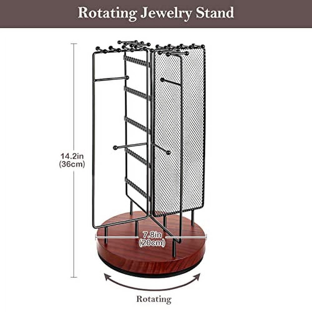 ProCase 360 Rotating Jewelry Organizer Stand Earring Holder Organizer, Spinning Necklace Holder Earrings Display Rack Jewelry Tower Bracelet Holder (Holds More than 100 Pairs Earrings) -Black - image 2 of 9