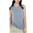 thumbnail image 3 of Women's Casual Sleeveless Round Neck Solid Color Tank Top Tee Shirt Home Wear Loungewear Comfortable Soft Cotton Blend Summer Relaxed Fit | CSEONE,Light Blue L, 3 of 8
