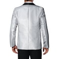thumbnail image 3 of INSPIRE CHIC Men's Blazers Metallic Shawl Lapel Collar One Button Party Style Shiny Blazers M Silver, 3 of 4