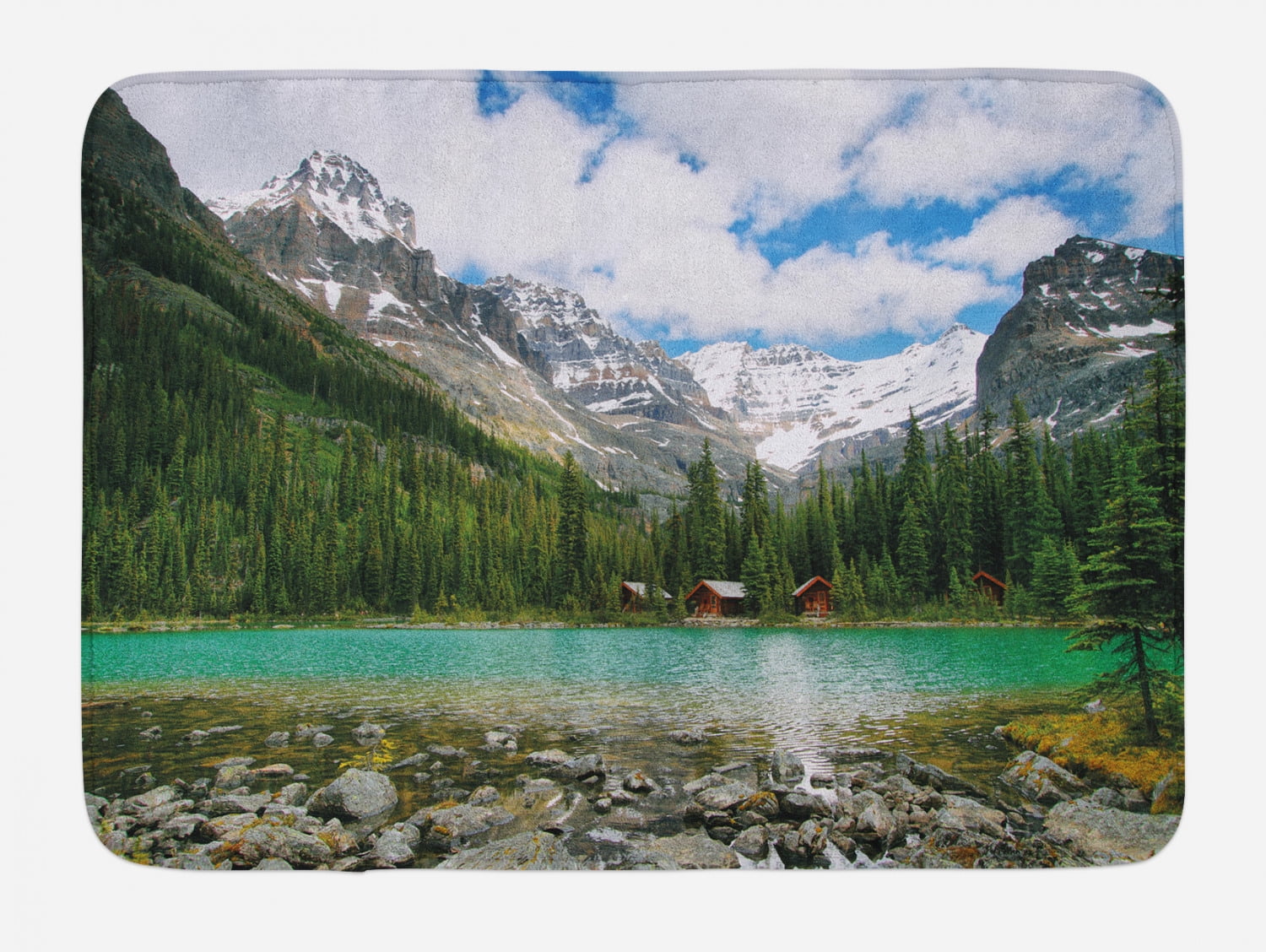 Landscape Bath Mat, Canada Ohara Lake Yoho National Park with Mountains