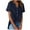 Navy, variant on Women's Linen V-Neck Button Style Half Placket Fashion Solid Color Short Sleeve T-Shirt Top