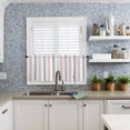 thumbnail image 5 of Pink Grey Stripe Half Window Curtain 36 Inches Long, Modern Farmhouse Vertical Striped Window Treatment Curtain Drapes, Small Tier Curtains for Bathroom Over Sink, 27.5"x36", 2 Panels, 5 of 7