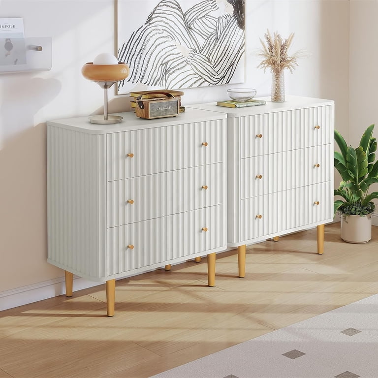 Free Shipping! HLR 3 Drawer Dresser, White & Gold, Bedroom Storage Chest of  Drawers - Walmart.com - Walmart.com