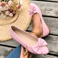 thumbnail image 5 of hoksml Women's Rhinestone Bow Ballet Flats, Round Toe Soft Leather Slip On Casual Walking Flat Shoes, 5 of 9