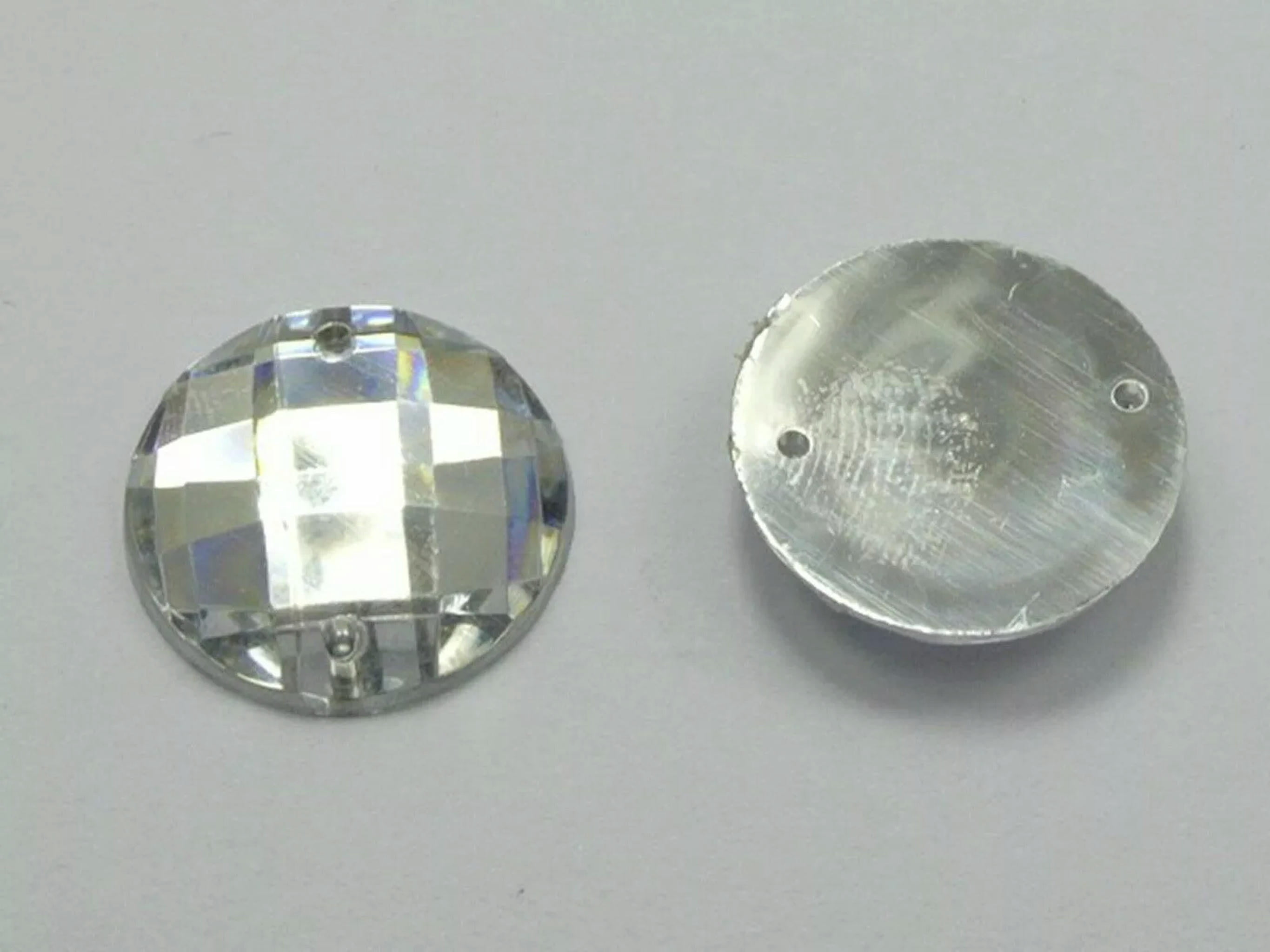 EOEMY 250 Clear Acrylic Flatback Sewing Rhinestone Round Button 20mm Sew On Beads