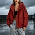 thumbnail image 3 of Waterproof Rain Jackets for Women Oversized Loose And Hooded Windproof Outdoor Mountaineering Water- Full-zip Parka Casual Jacket, 3 of 7