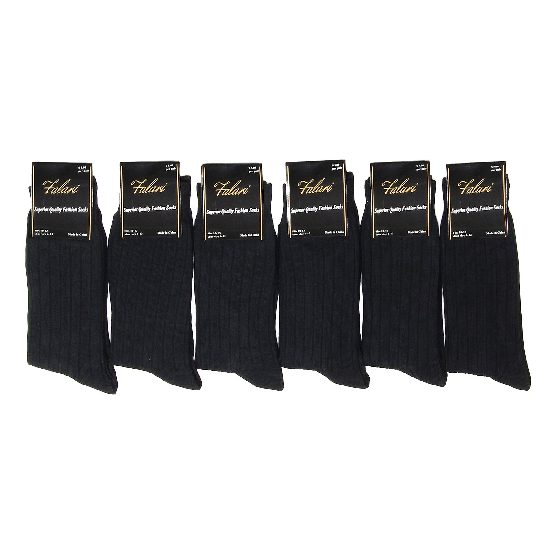 6 12 Pairs Crew Casual Dress Socks Solid Black Polyester Plain Ribbed Mens 10-13 
