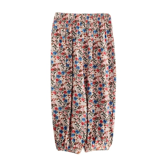 Herrnalise Baby Leggings Toddler Girls Flower Print Cool Breathable Home Pants Casual Loose Pants Outwear Girls 2-8T