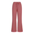 thumbnail image 5 of Pincandy Linen Summer Pants Women 2025 Trendy Casual High Waist Drawstring Loose Fit Lightweight Long Palazzo Gauze Pants, 5 of 6