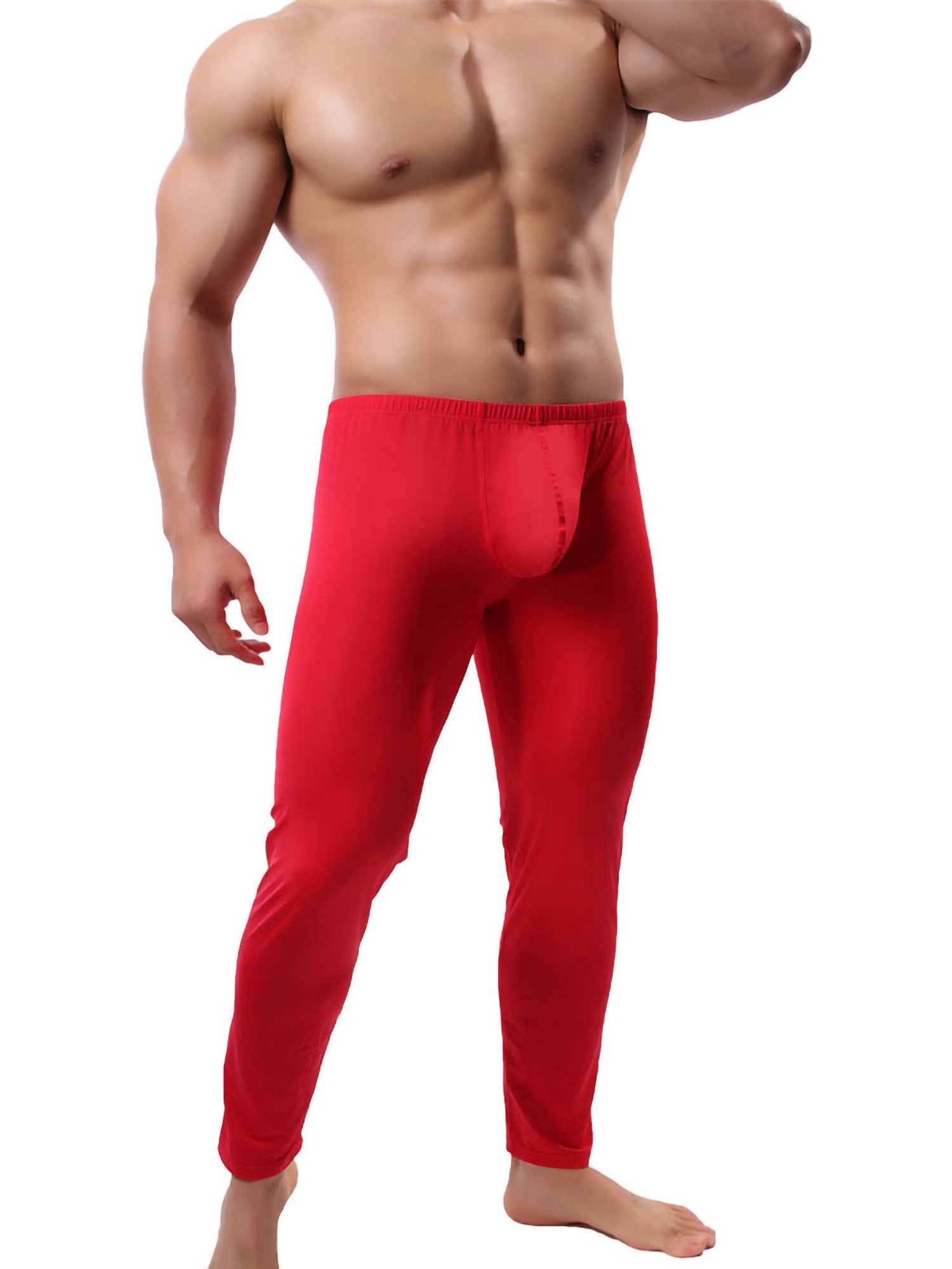 Mens Compression Leggings Thermal Base Layer Long Pants Bottom Pouch Trousers 