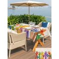 thumbnail image 5 of Outdoor Tablecloth with Umbrella Hole for Patio/Picnic/Party/Camping, Colorful Hands Print Waterproof Table Cloth Rectangle Table Cover Washable, Cartoon Cute Funny Beige on Linen (60"x 120"), 5 of 8