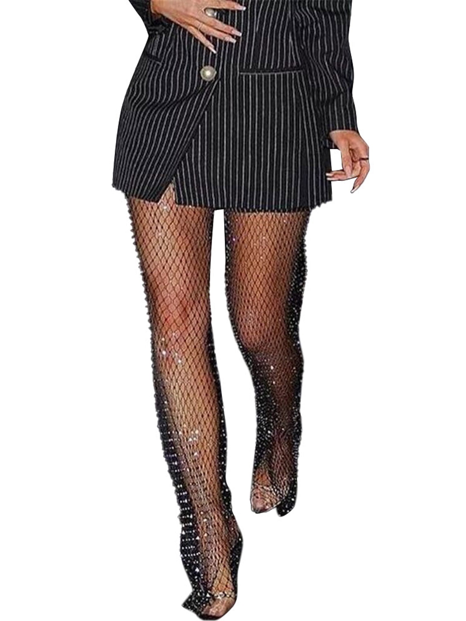 Dewadbow Women Fishnet Pants Hollow Out 