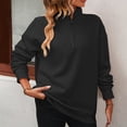 thumbnail image 2 of XFLWAM Women Half Zip Oversized Sweatshirt Lightweight Long Sleeve Trendy Fleece Pullover Workout Warm Tops With Pocket Black L, 2 of 5