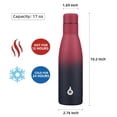 thumbnail image 2 of Botella de agua BJPKPK con aislamiento de acero inoxidable, 500 ml, negro y rojo, 2 of 6