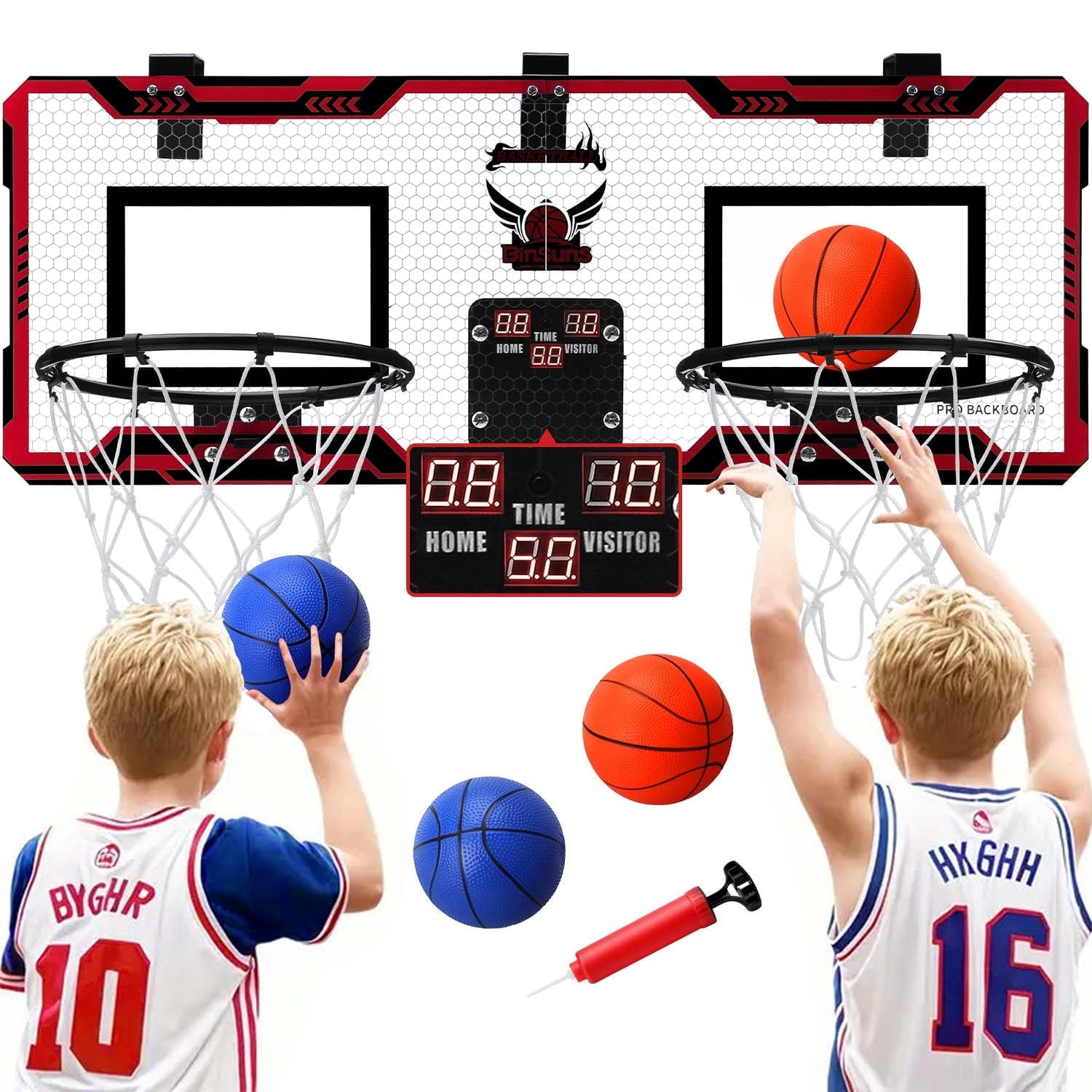 Ayieyill 2 Player Indoor Basketball Hoop for Kids, Mini Basketball Hoop for Door with 4 Balls, Basketball Toys for Boys Girls Bedroom Office