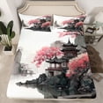 thumbnail image 2 of Castle Fairy Watercolor Scenery Full Size Sheets,Japanese Style Bed Sheets, 2 of 7