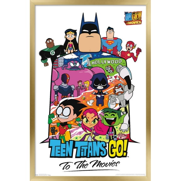 DC Comics Movie - Teen Titans Go! To The Movies - Collage Wall Poster, 14.725" x 22.375", Framed