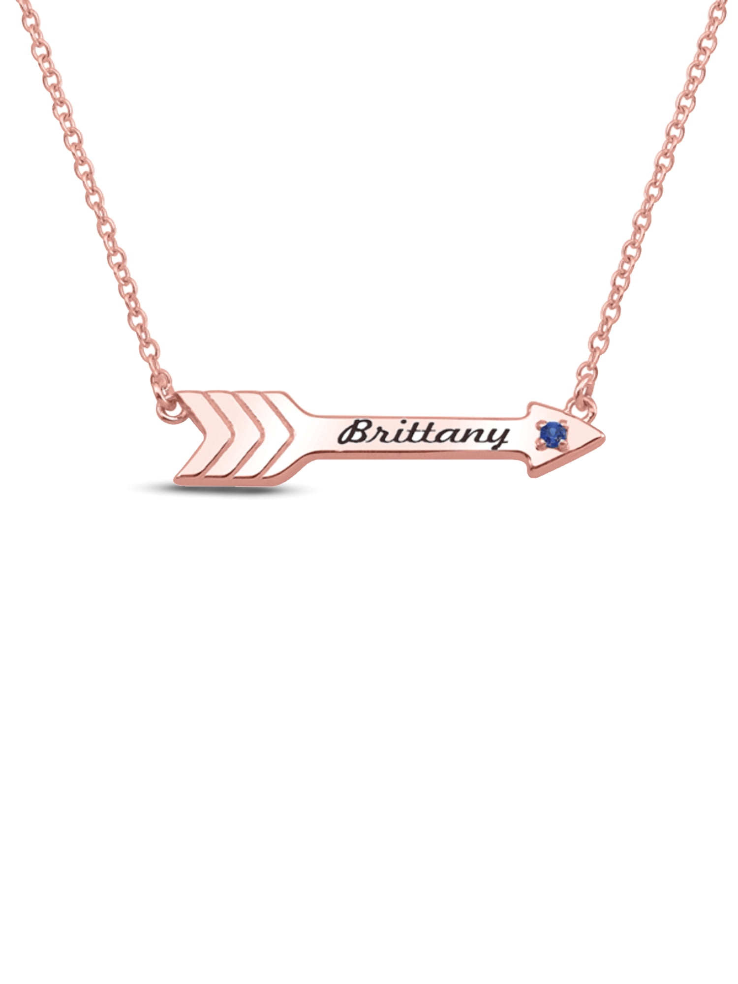 Personalized Engravable Arrow Birthstone Necklace in 10K Gold by Jewlster