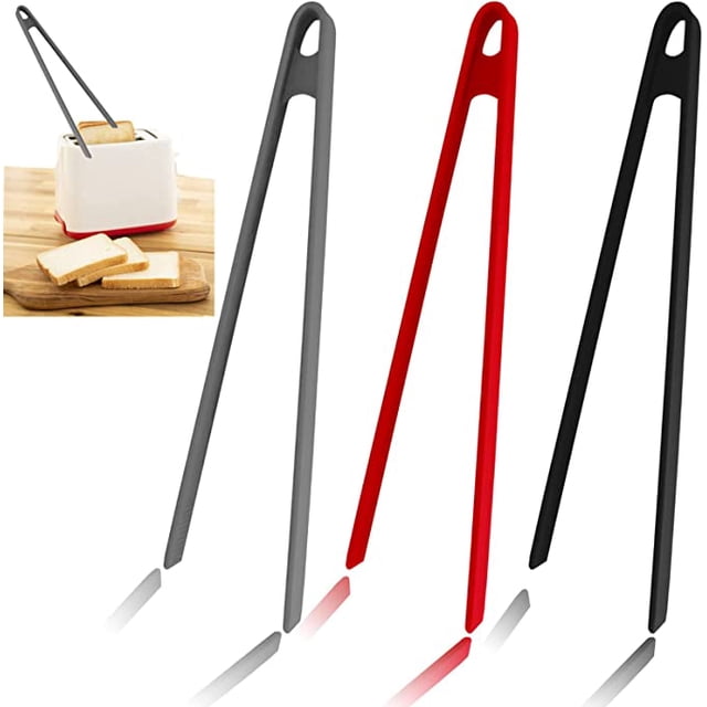 3 pinzas de silicona para tostadas, pinzas salvamanteles para cocinar, parrilla larga para barbacoa