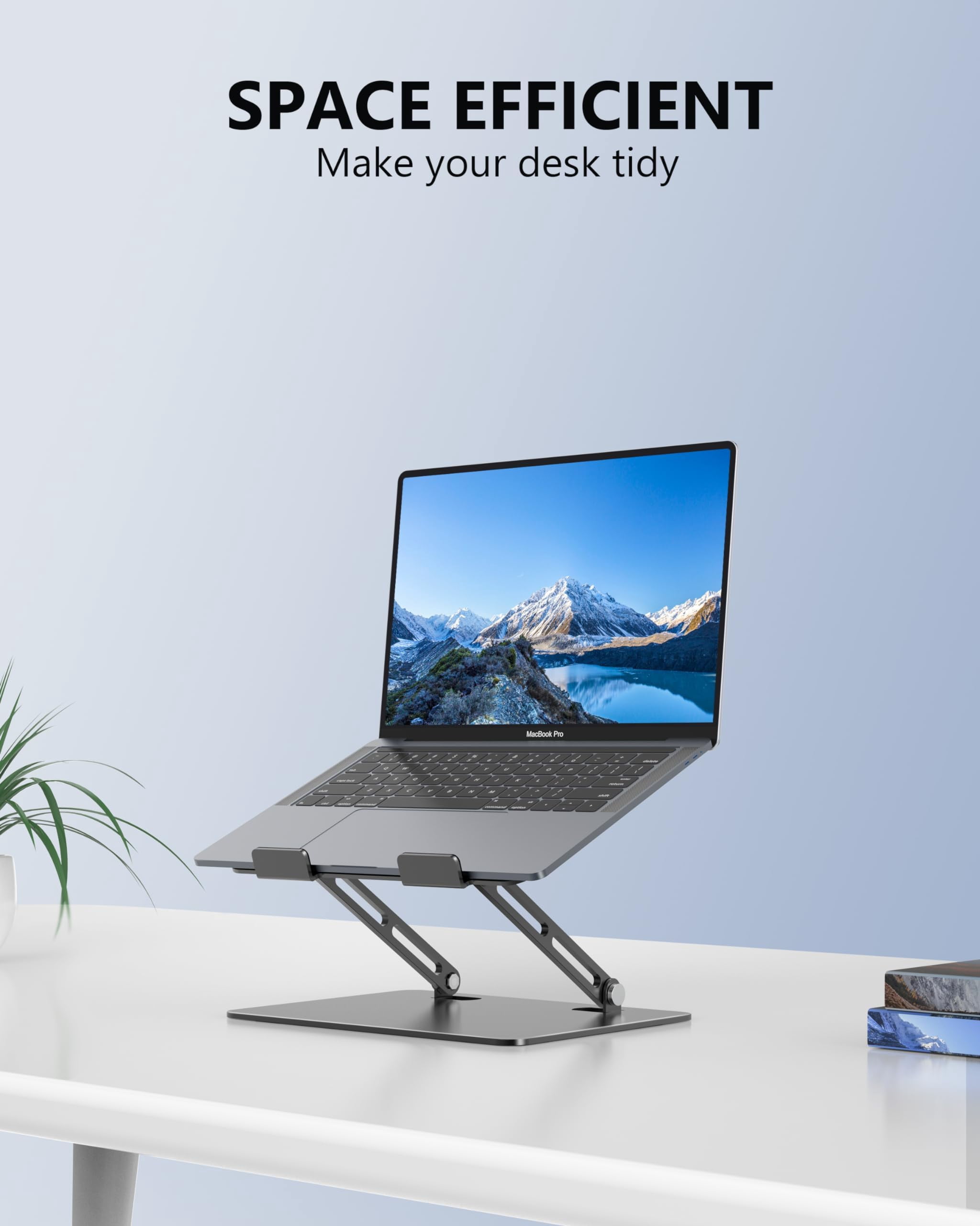 Aluminum Laptop Stand  For Desk Adjustable Height Computer Stands Compatible With Macbook Air Pro More All 10-16'' Notebooks Laptops Classic Grey