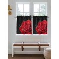 thumbnail image 3 of Red Rose Kitchen Curtains Tier 36 Inch Length, Abstract Spring Flowers Vintage Black Rod Pocket Light Filtering Window Curtains Living Room Bedroom Curtain Drapes Cafe Curtain 27.5''x36''x2, 3 of 6