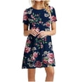 thumbnail image 1 of SMihono Robe d'Été Grande Taille pour Femmes 2023 Décontractée Unie Ample à Manches Courtes Robe Ample Robe à Imprimé Floral Robe à Imprimé Tournesol, 1 of 4