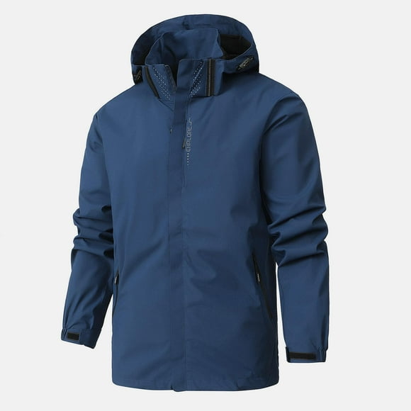 BADHUB Big & Tall Coat Men's Waterproof Windbreaker with Detachable Hood Lightweight Mesh Lined Rain Jacket Zip Up Adjustable Cuffs Rain Coat Outdoor Hiking Softshell Clearance Sales